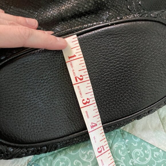 Brighton Black Leather Purse Womens Hobo Slouchy Faux Snakeskin Western Buckle - Picture 16 of 16